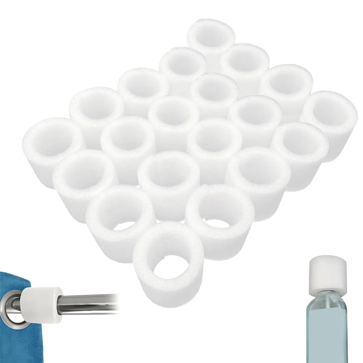 Occhielli per Tende 20 Pezzi Inserti in Schiuma per bastoni Tenda Diametro 3,5 cm Bianco adattatori per Tende ad Anelli 4,8 cm Altezza Accessori casa Soggiorno e Camera da Letto