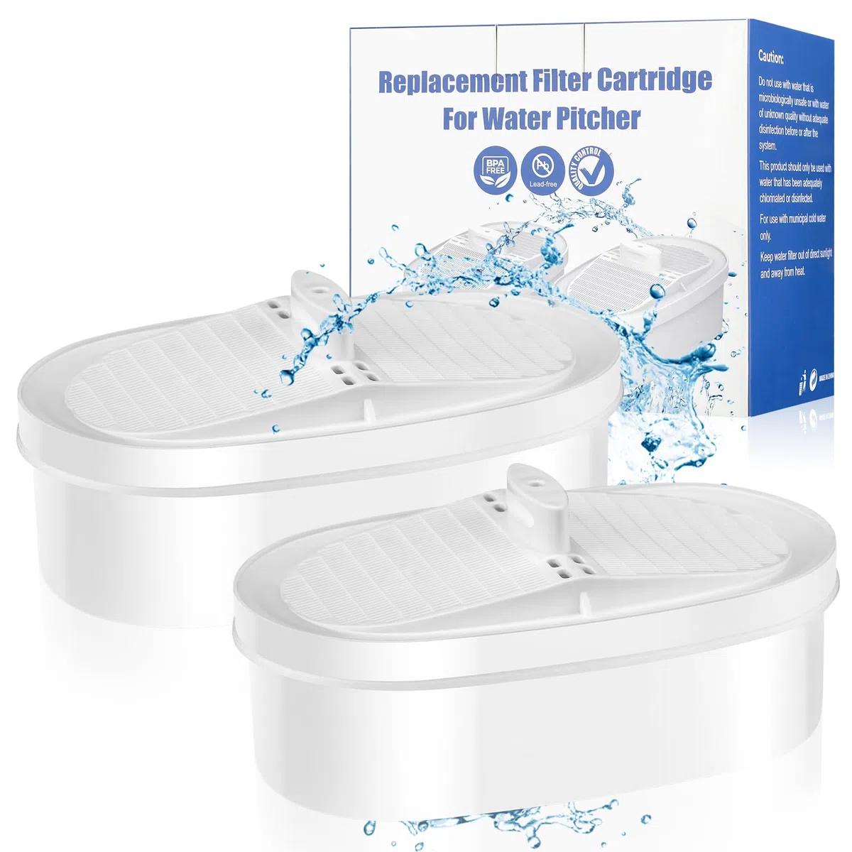 Confezione da 2 filtri dell'acqua WD-PF-01A Plus per tutti i sistemi di filtrazione delle brocche a goccia d'acqua, cartucce di ricambio compatibili con Water Drop WD-PF-01A Plus riduce il cloro PFOA