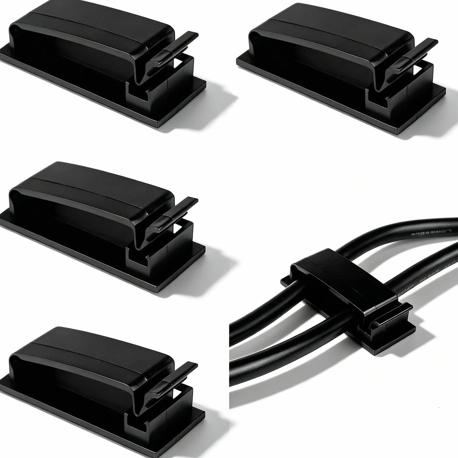 50 Pezzi Autoadesivo Clip Cavo, Clip per Cavi, Fermacavi Adesivi, Supporti per Cavi, Fermacavi Muro con Nastri Adesivi, Facile à Coller, per Laptop, Parete, Scrivania, Casa, Nero