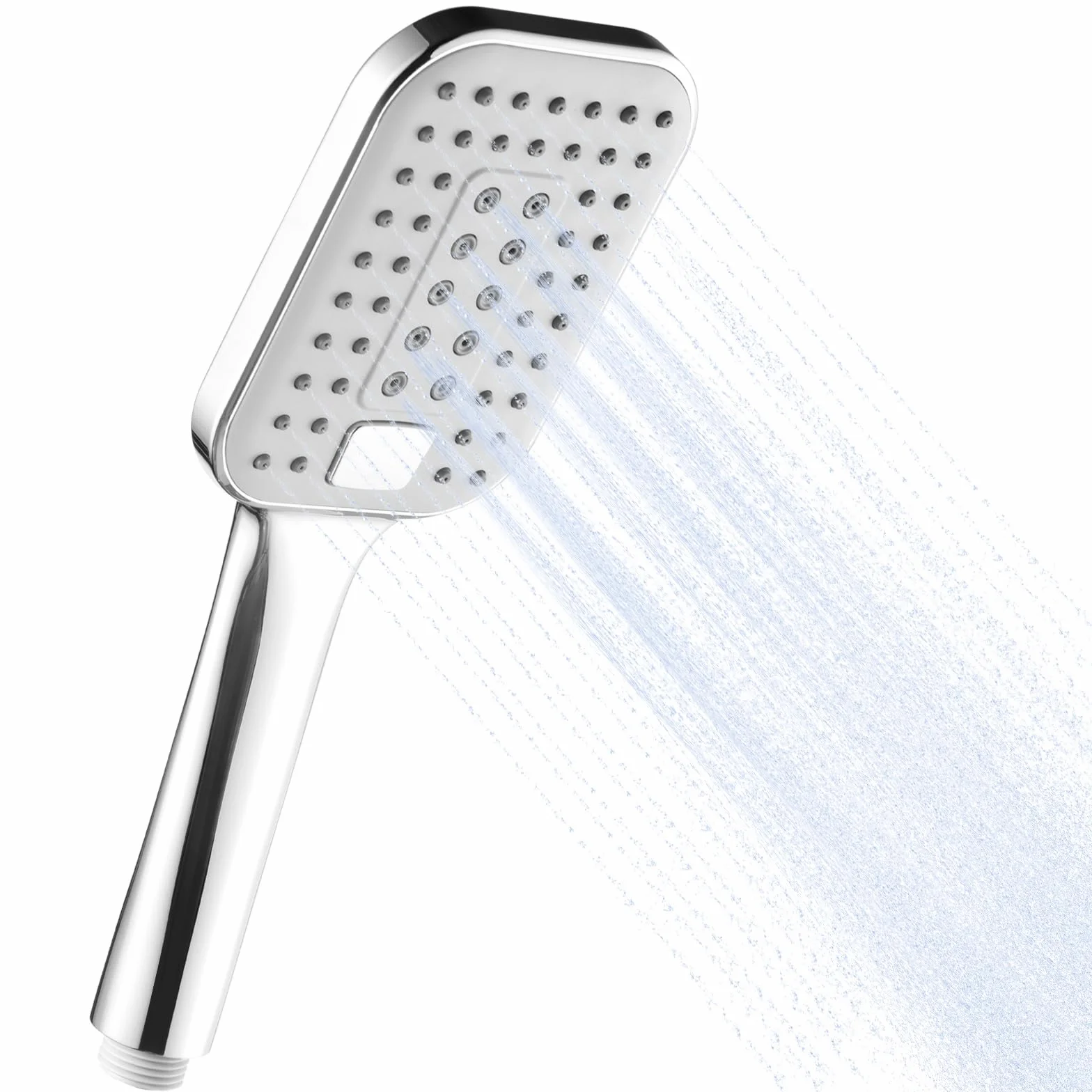 OFFO Soffione Doccia, Doccino per Doccia con 3 Modalità di Getto,Soffione Doccia Grande per Il Risparmio Idrico, Doccetta per Il Bagno, Copertura Grande, Rettangolare 12x9cm, Cromo