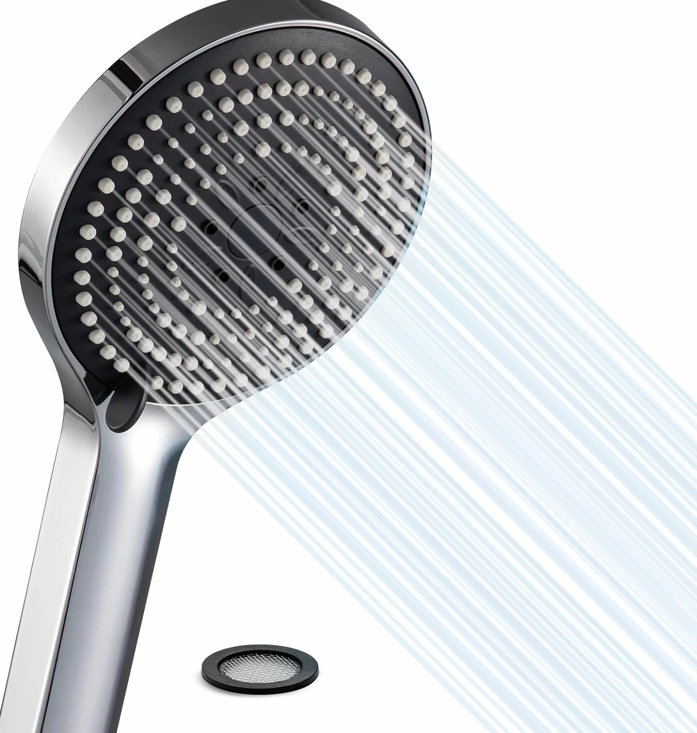 OFFO Soffione Doccia, Doccino per Doccia con 6 Modalità di Getto, Soffione Doccia Grande per Il Risparmio Idrico, Doccetta per Il Bagno,Cromo