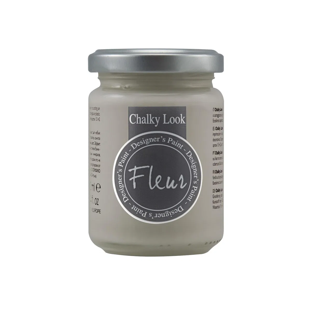 FLEUR DESIGNER'S PAINT | Pittura ad Acqua, Effetto Gesso Naturale, Extra Opaca, Fleur Chalky F11, Colore Greige, Made in Italy, Formato da 130 ml