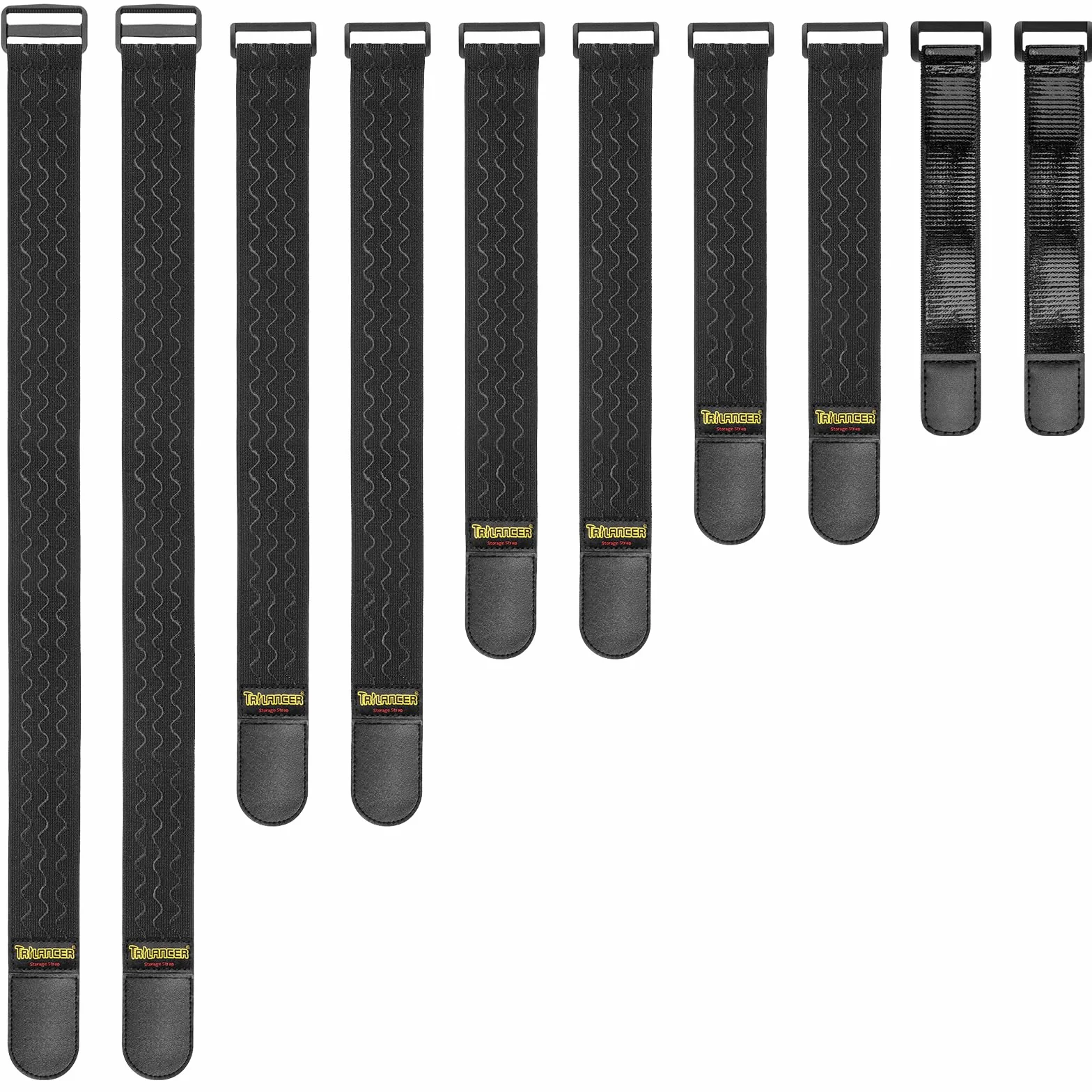 Trilancer Cinghie Elastiche con Antiscivolo – Set da 10 Fascette Riutilizzabili di 5 Misure Diverse – Fascette a Strappo per Prolunghe, Cavi, Corde, Tubi Flessibili, Camper o Come Stringi Pantaloni