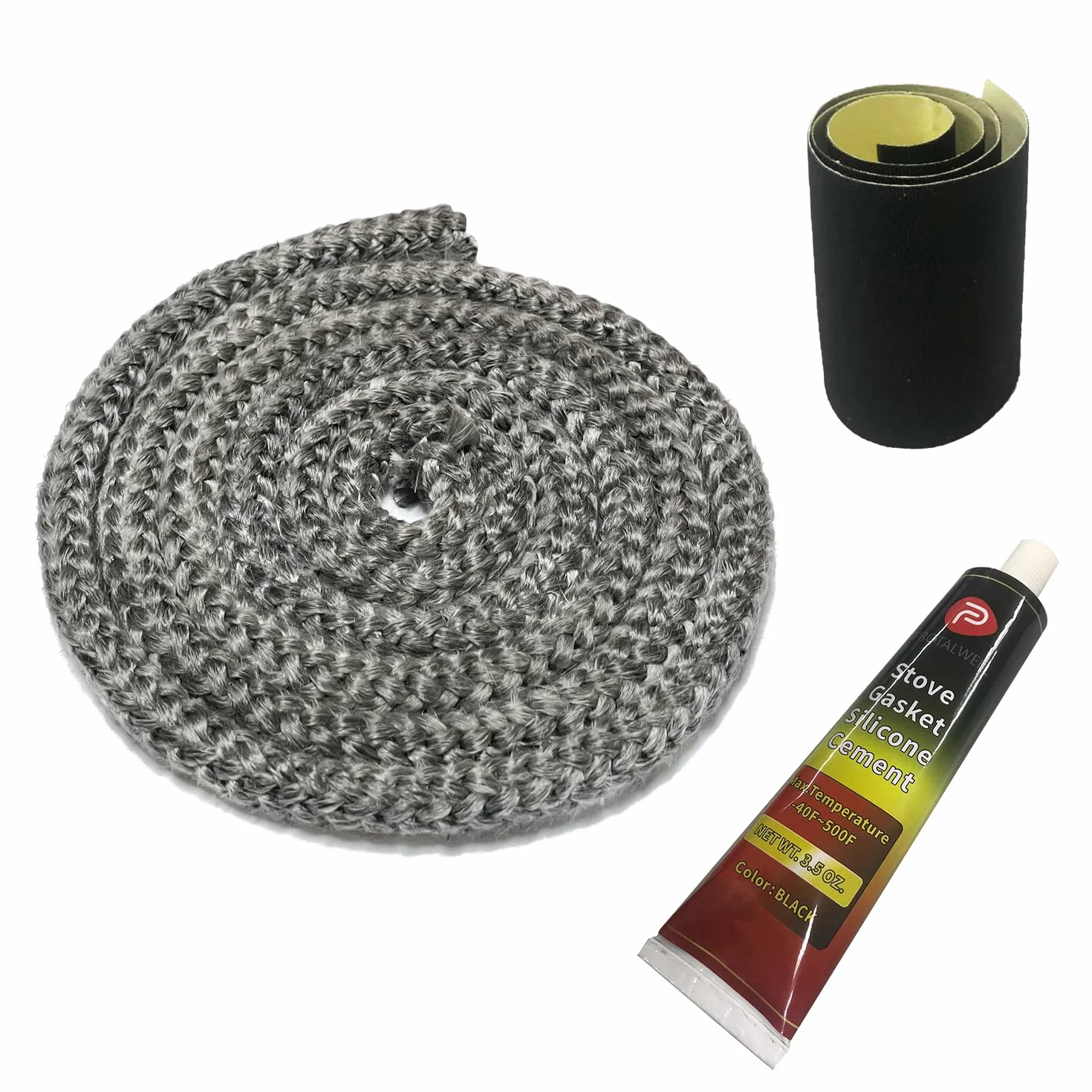 Guarnizione per stufa a legna, kit guarnizione per porta stufa a legna da 12 mm, guarnizione in fibra di vetro resistente alle alte temperature, corda di ricambio per stufa o camino, lunghezza 1,8 m