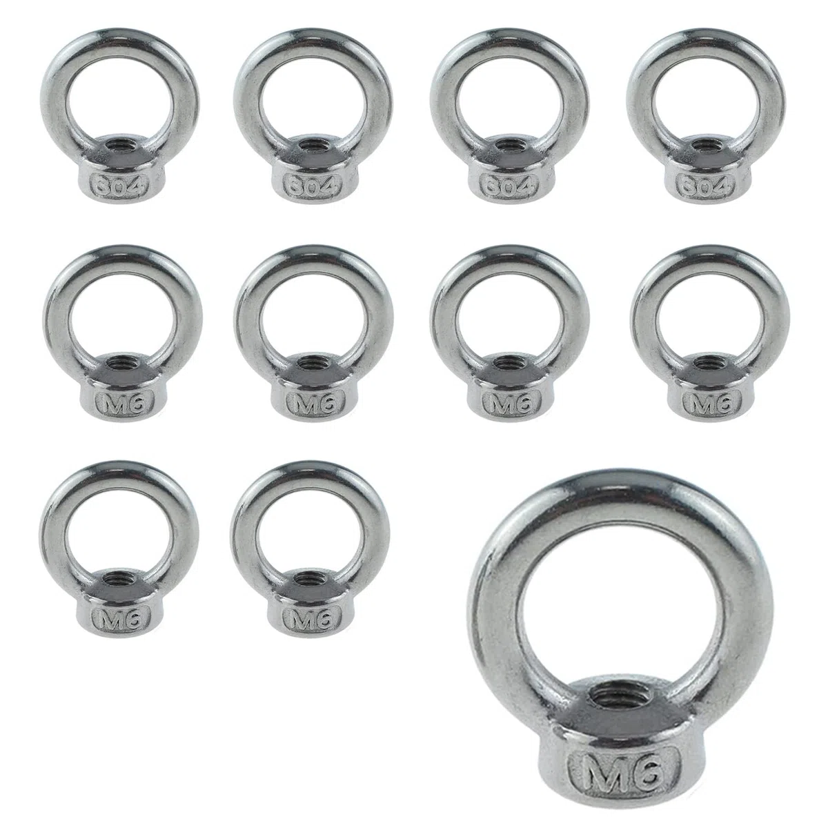 12 Pezzi Dado a Occhiello M6,304 in Acciaio inox, Accessori Per Apparecchi di Sollevamento Accessori Per il Montaggio di Funi, Per la Ghiera di Sollevamento Per ilFissaggio di Ornamenti Appesi