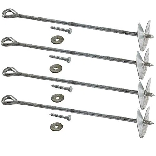 Set di Ancoraggio a Terra in Acciaio zincato da avvitare, 60 cm, 4 Pezzi
