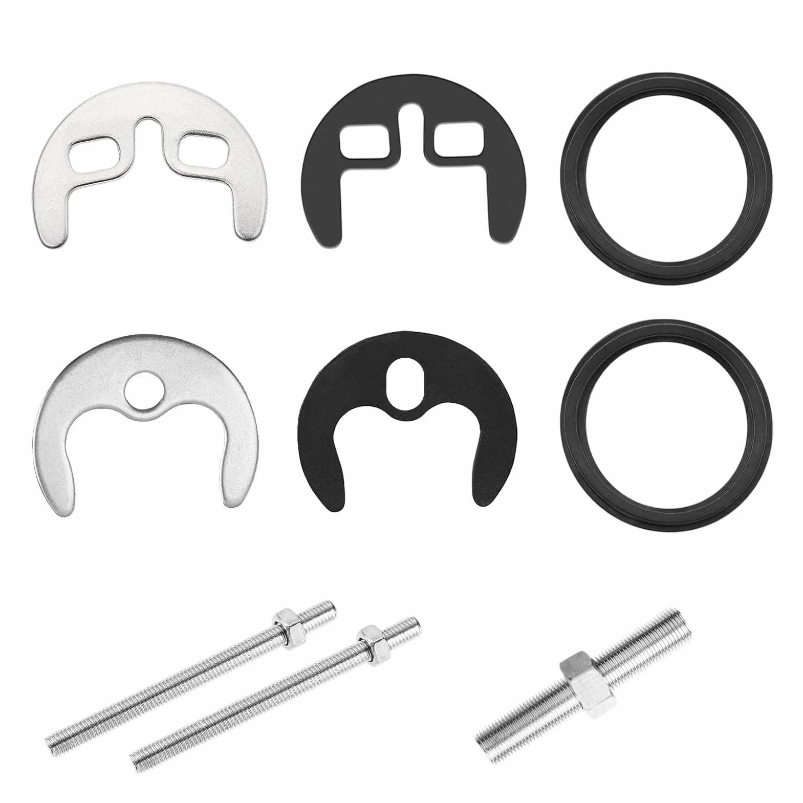 2 Set Kit Fissaggio Rubinetto, con Bullone, Staffa, Dadi, Montaggio Monoblocco Di Kit, Kit Montaggio Lavabo per Cucina Bagno, Piastre Doppio a Ferro di Cavallo per Rubinetto(Monoforo, Biforo)