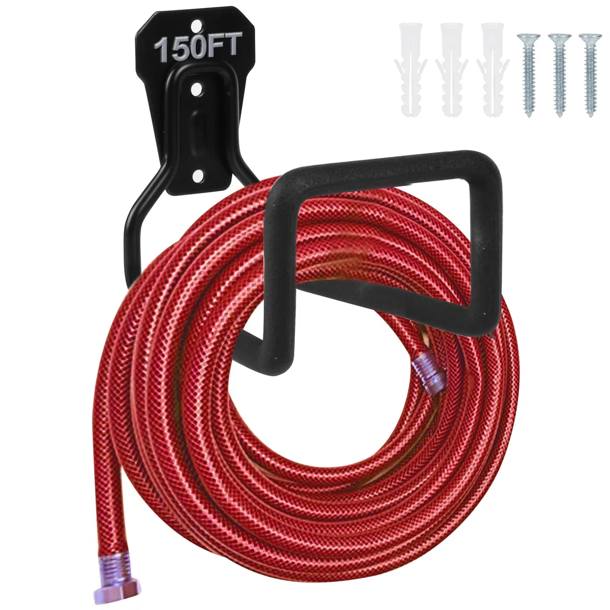 PeoMev Supporto per tubo da giardino in metallo, resistente, montaggio a parete, supporto per tubo dell'acqua, per cortile esterno, ganci per tubi resistenti, ideale per tubo dell'acqua, cavi di