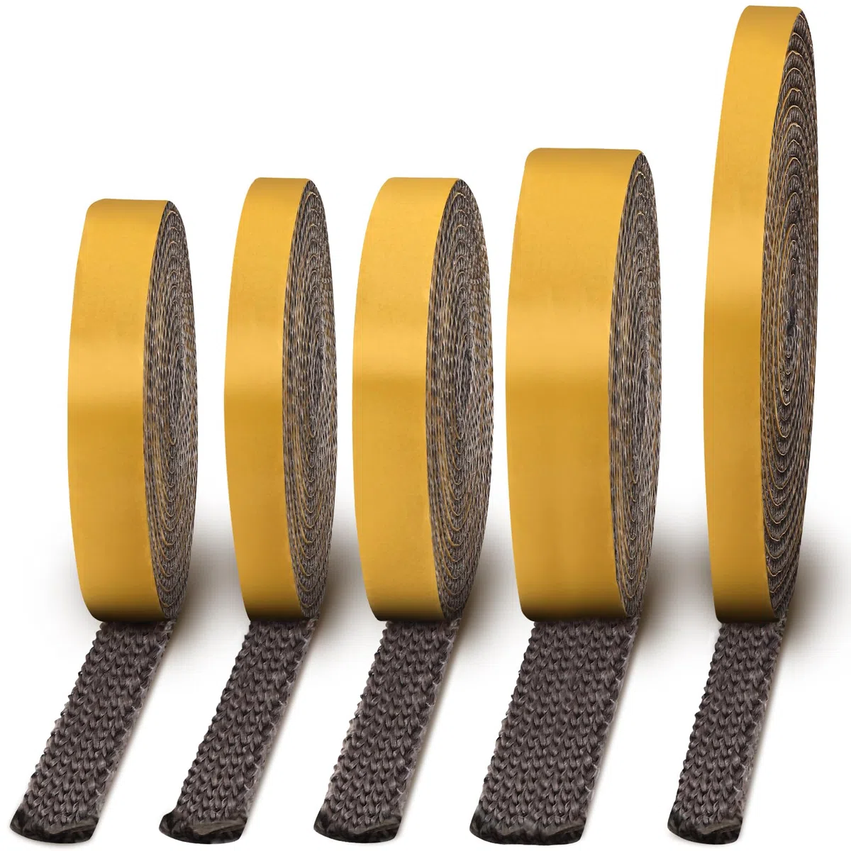 Gucass Guarnizione Stufa a Legna 3 mm x 10 mm x 5 m, Guarnizione Adesiva in fibra di vetro resistente a 600°C, ideale come Guarnizione Stufa a Pellet per stufe, camini, porte del forno e tubi di scari
