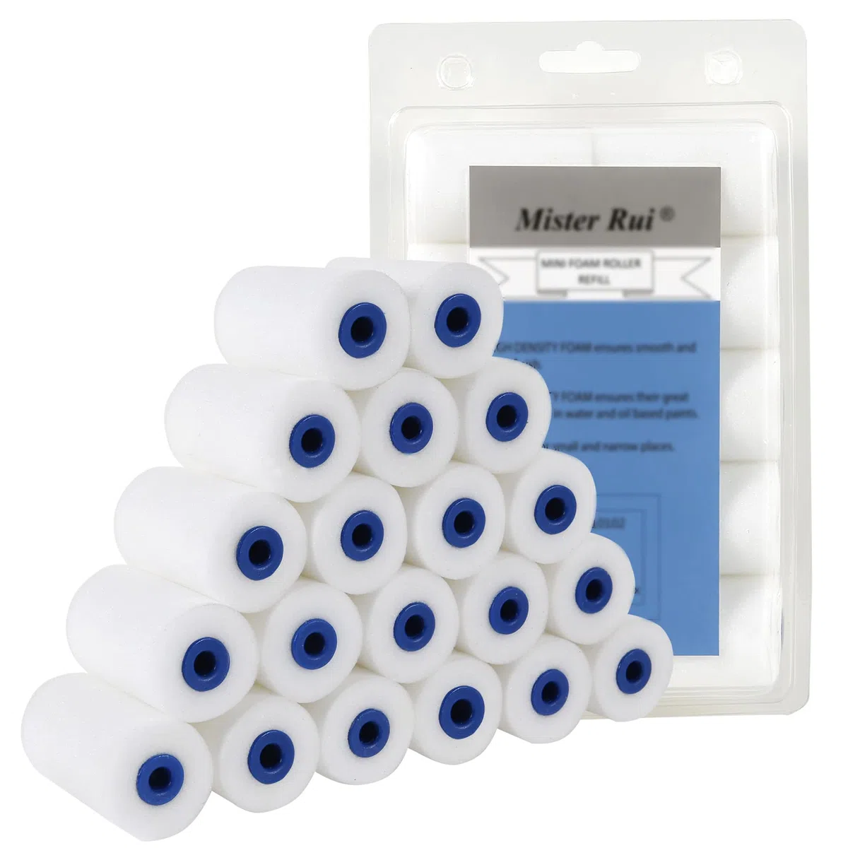 Mister Rui Set di rulli colorati piccolo, piccolo 5 cm, rullo per vernice in gommapiuma, rullo per verniciatura da 2 pollici, mini rullo per pittura e ristrutturazione, confezione da 20