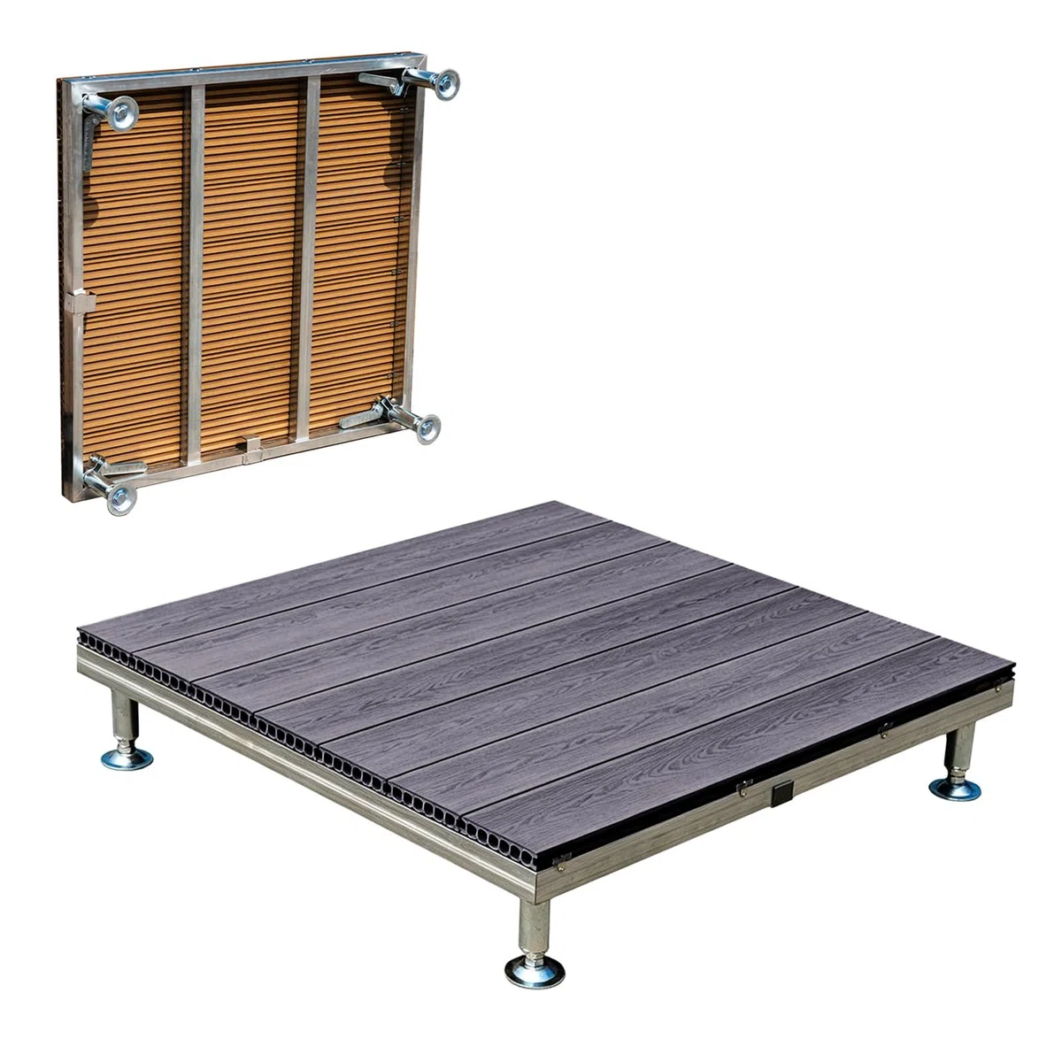 Piastrelle For Ponte Modulari Ad Incastro Per Eventi Campeggi Balconi | 84cm/100cm Kit For Terrazza Galleggiante Con Telaio In Metallo, Il Fondo È Resistente All'umidità(Grayish purple,100cm)