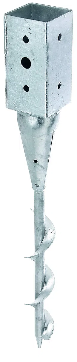 Alberts 208370 Porta palo da avvitare nel terreno | per pali quadrati in legno | zincato a caldo | 71 x 71 mm | Lunghezza totale 595 mm