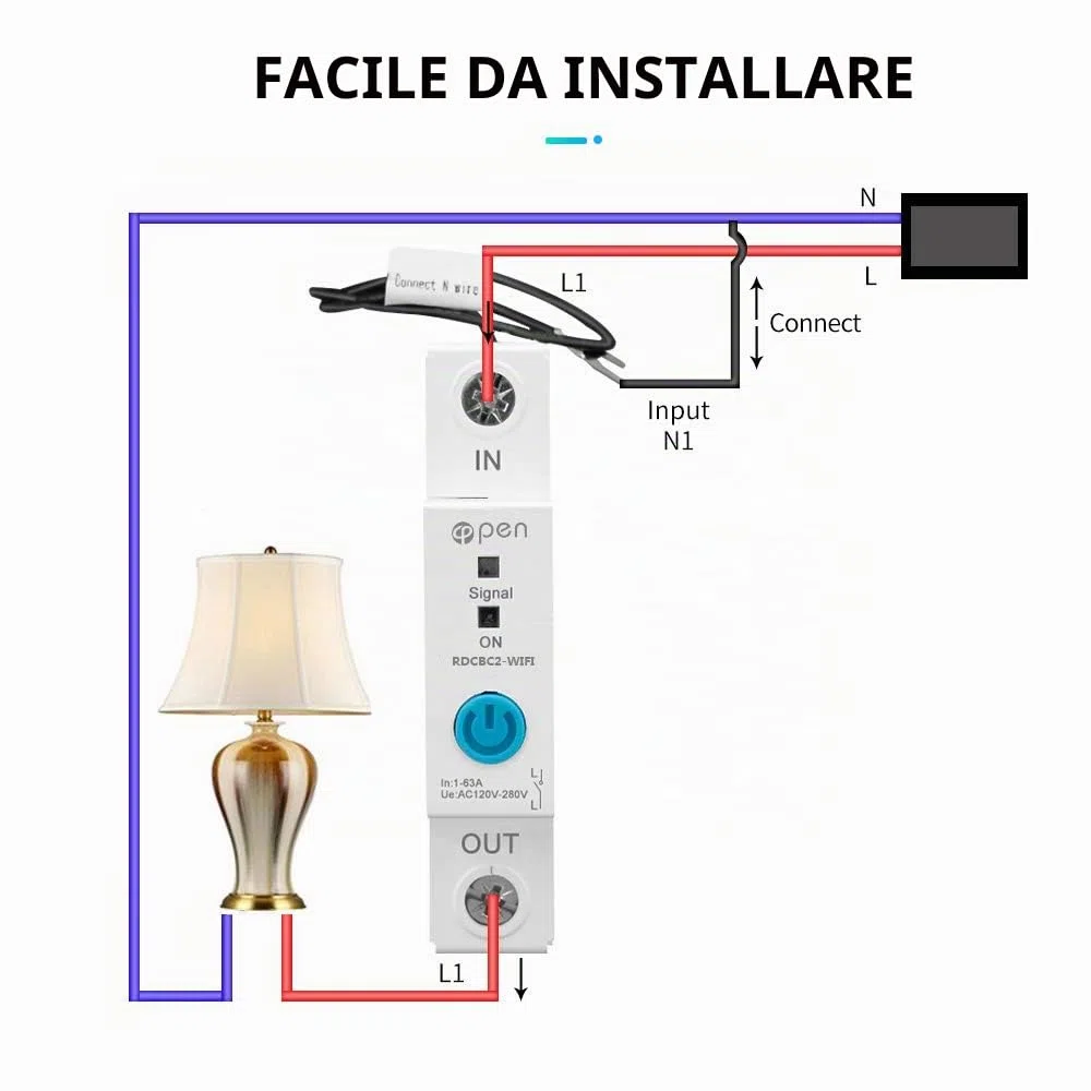 Ewelink APP 1P 63A Rail Din WIFI, contatore di energia intelligente, consumo energetico kWh, interruttore automatico