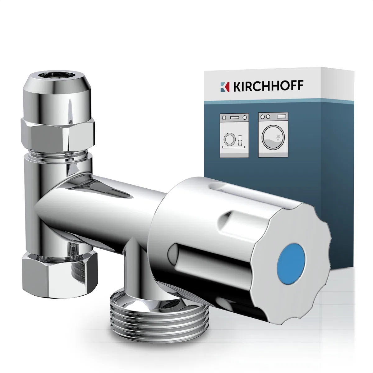 KIRCHHOFF Valvola aggiuntiva GA, cromata, 3/8" IG x 3/4" AG x 3/8" AG x 10 mmQ con