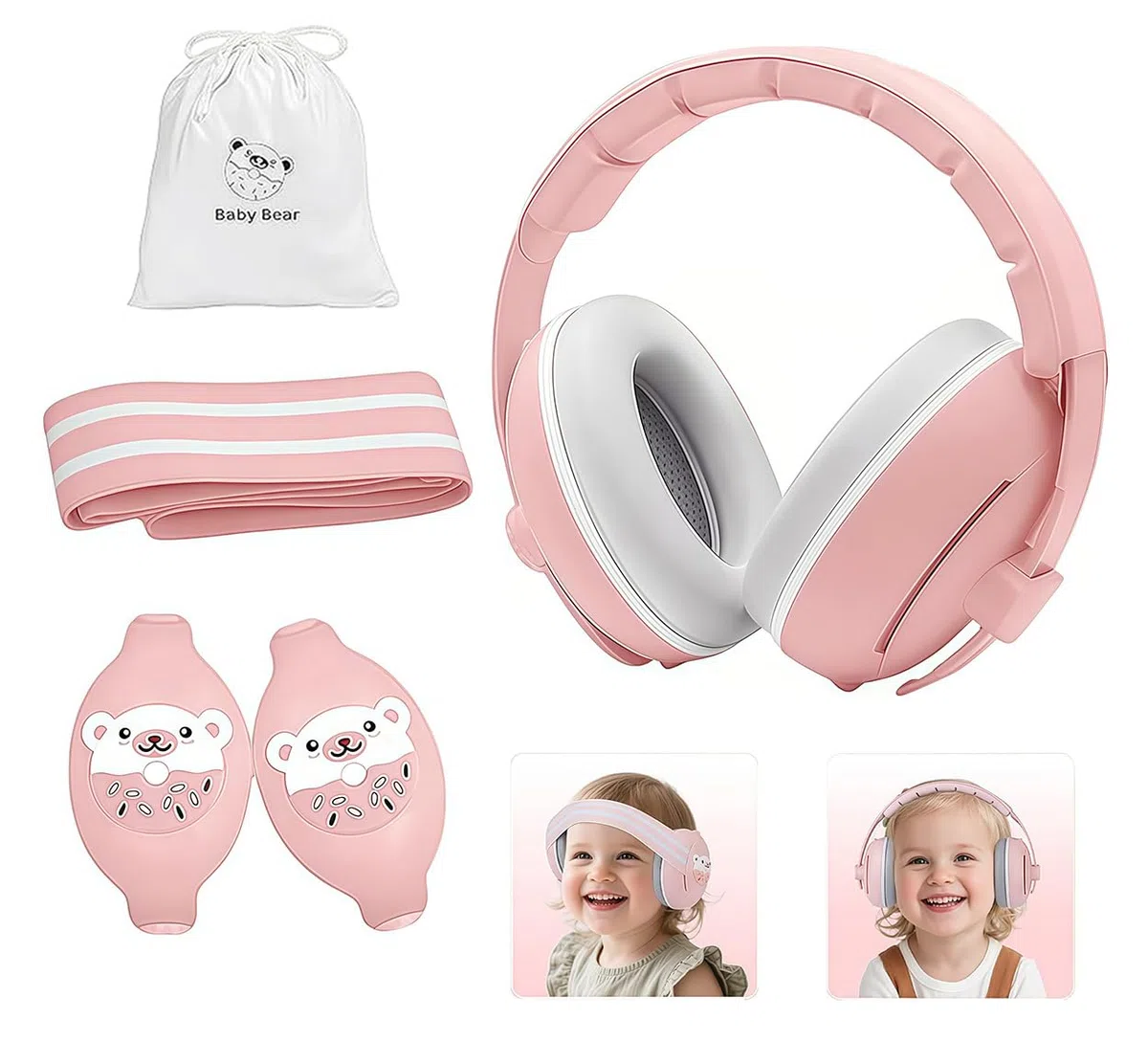 Protezione Acustica 2 in 1 per Neonati e Bambini Piccoli Fino a 4 anni, Comode Cuffie Antirumore per Proteggere l'udito e Favorire un Sonno Migliore