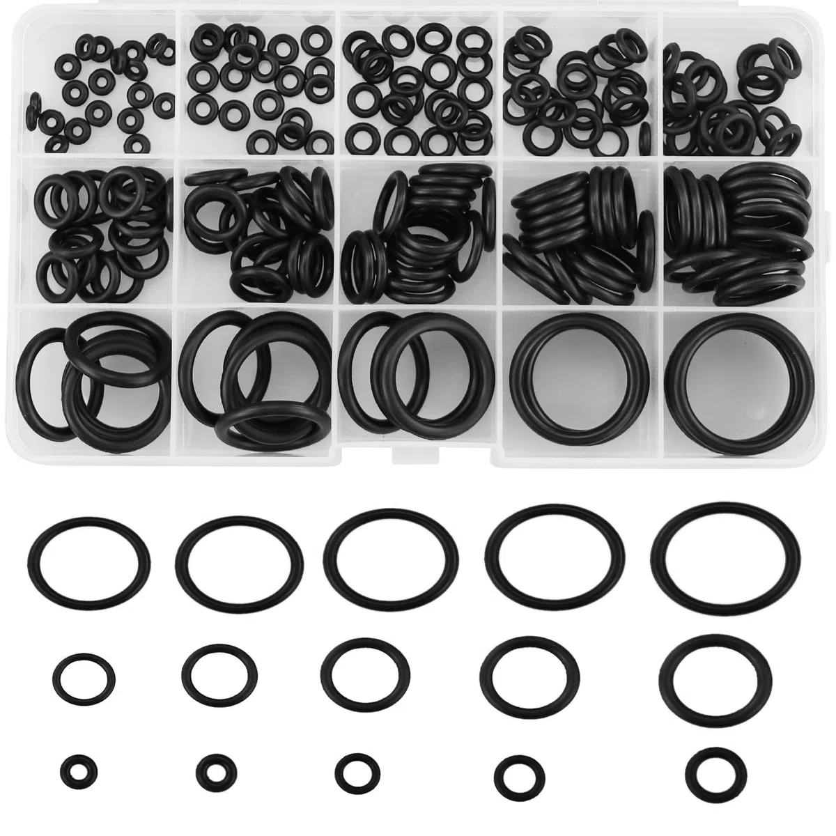 Kit di 200 guarnizioni O-ring, misure 15 assortite, rondelle in gomma nitrilica per rubinetto da cucina, distanziatori per miscelatori e idraulici, riparazione rapida