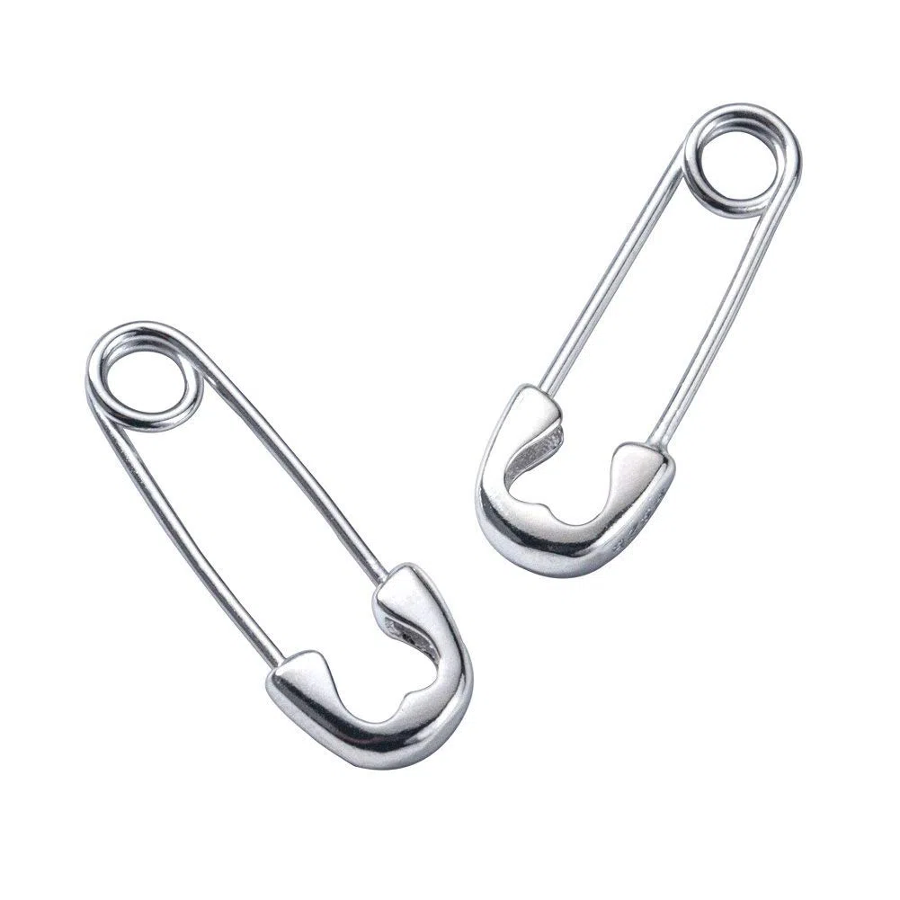 Dainty - Orecchini a cerchio in argento Sterling con spilla di sicurezza, 20 mm, per donne e ragazze, idea regalo di compleanno, Oro bianco