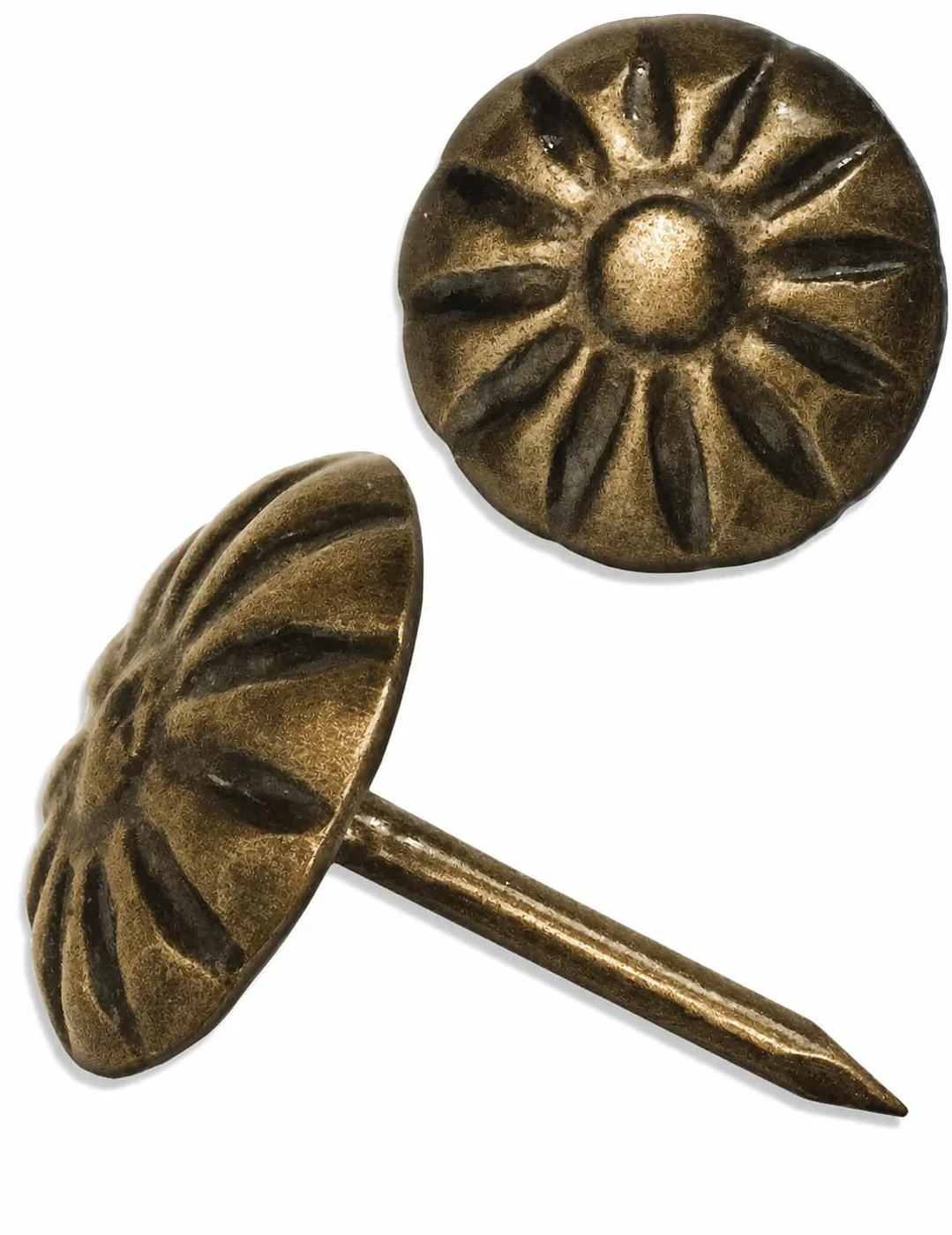 Set 100 chiodi decorativi antiche bronzo/ottone 11x17 mm vintage ornamentali