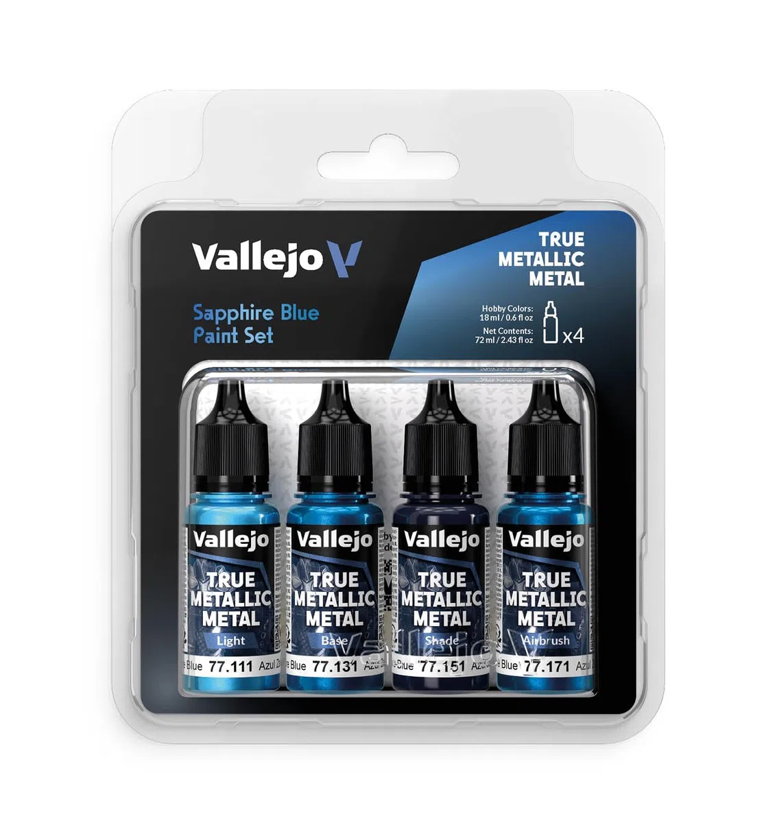 Vallejo Pintura True Metallic Metal Set, 4 Colori per Metalli, Include BASE, LIGHT, SHADE e AIRBRUSH, Sistema BSL, Risultati Consistenti e Adattabili.