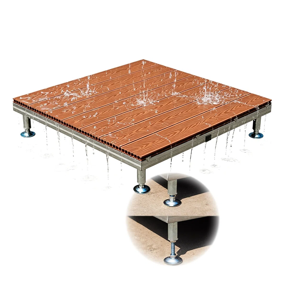 Terrazza Da Campeggio Esterna Rialzata Ventilato E Resistente All'umidità | Pavimento Sopraelevato In Composito 84cm/100cm Impermeabile E Antiruggine, Regolabile In Altezza(Brown,84cm)