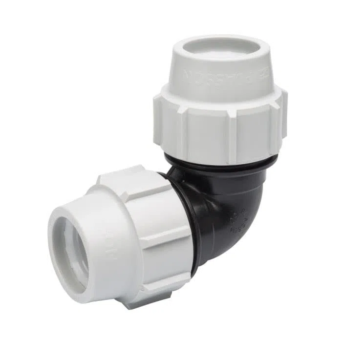 PLASSON 7050 Curva Gomito 63mm Compressione in Polietilene MDPE per Tubo Idraulico - 1 Pezzo