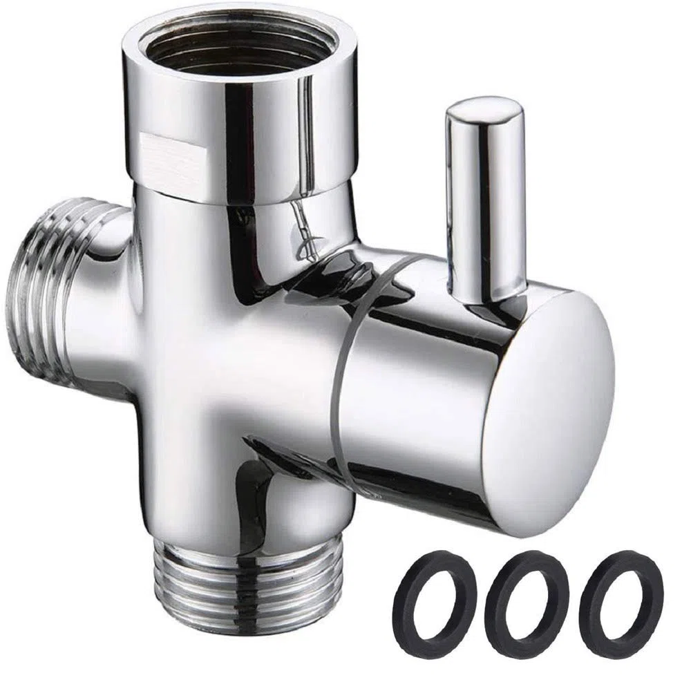 Valvola Deviatrice, G1/2" Valvola Deviatore Doccia 3 Vie con Guarnizioni Valvola di Commutazione a 3 Vie Bathroom Valvola Angolo per Ottone Massiccio Valvola Deviatrice Universale a T