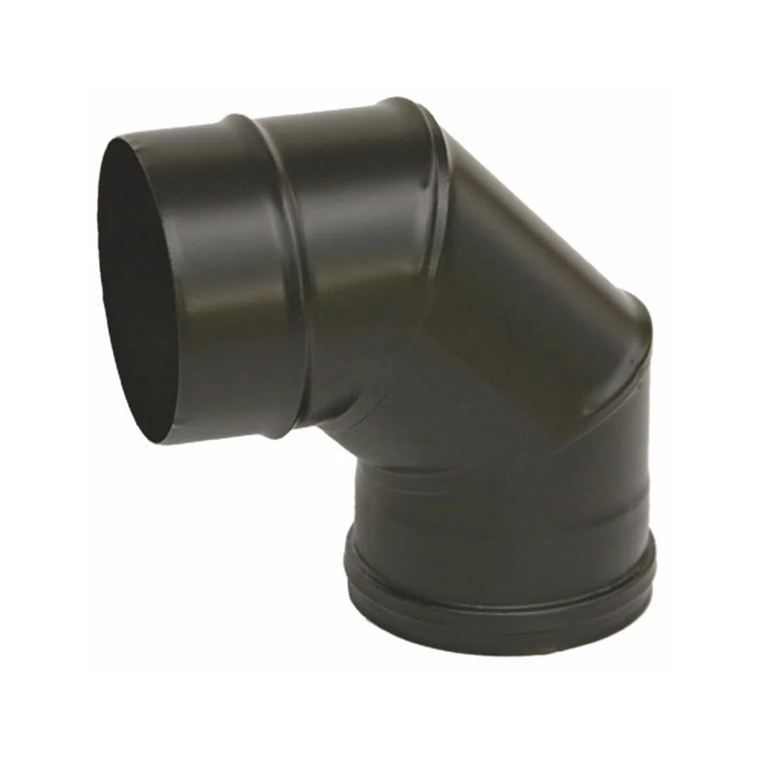 Curva a 90° in Acciaio Inox AISI 316 SP 5/10 Verniciato Nero per Sistemi di Scarico – Stufe a Pellet - Caldaie a Condensazione - Diametro 100 mm