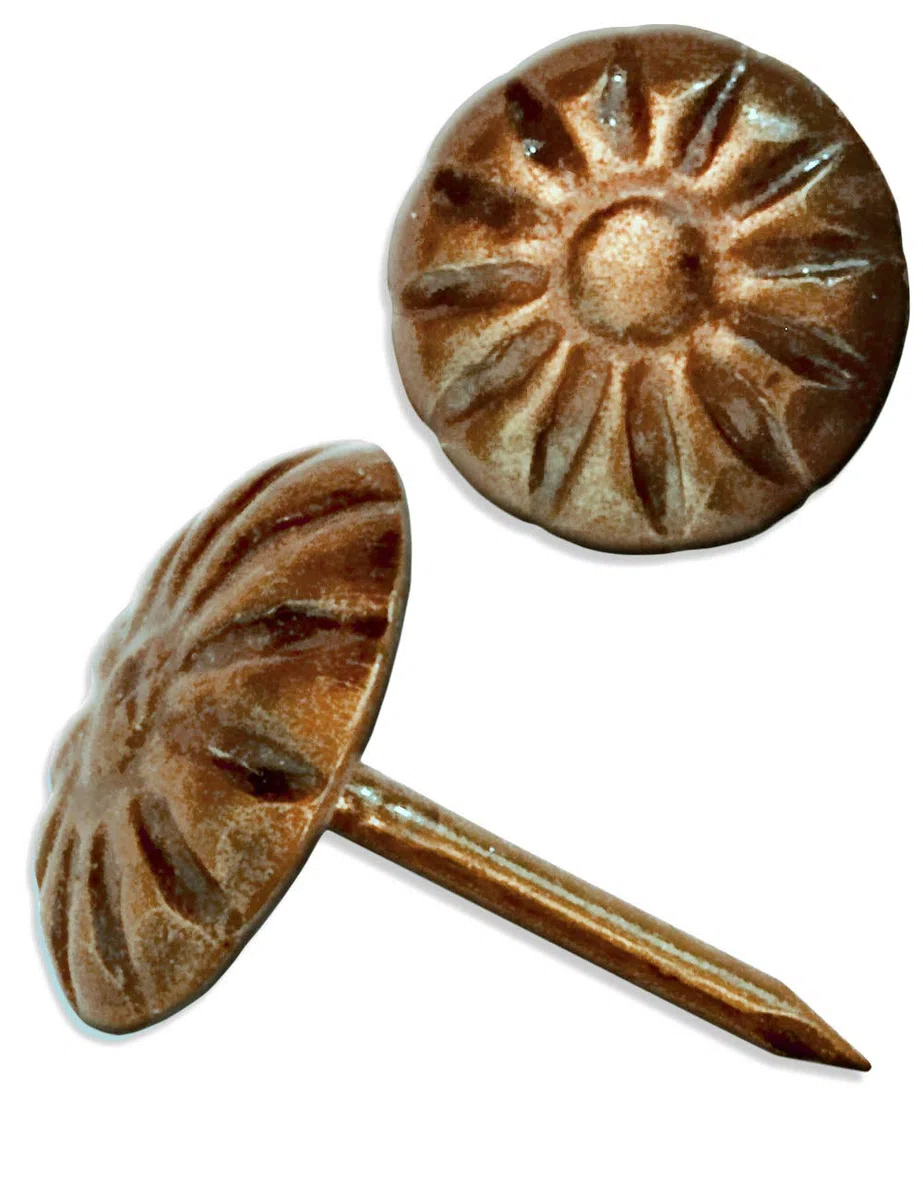 FUXXER® 100 unghie decorative anticate, con testa decorativa, vintage, 11 mm, rame