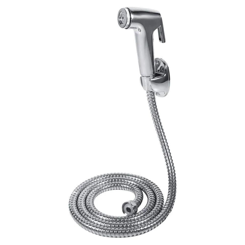 Doccetta Bidet in Acciaio Inox con Supporto e Tubo Flessibile per WC, Bagno, Pulizia Pannolini