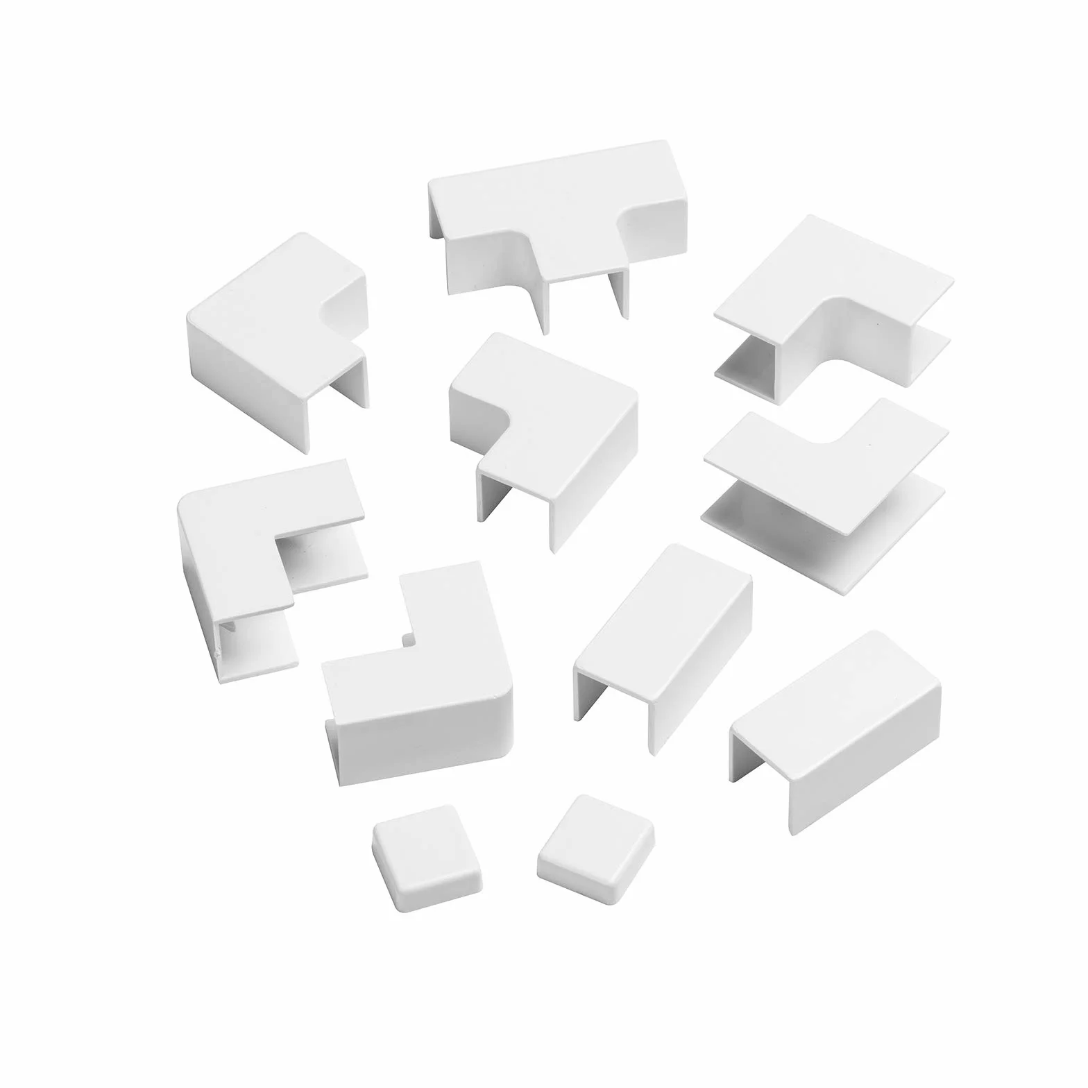 Multipacco di accessori per canalina elettrica D-Line 16 x 16 mm, Unisci più pezzi di canalina D-Line 16 x 16 mm, Multipacco di accessori da 11 pezzi - Bianco