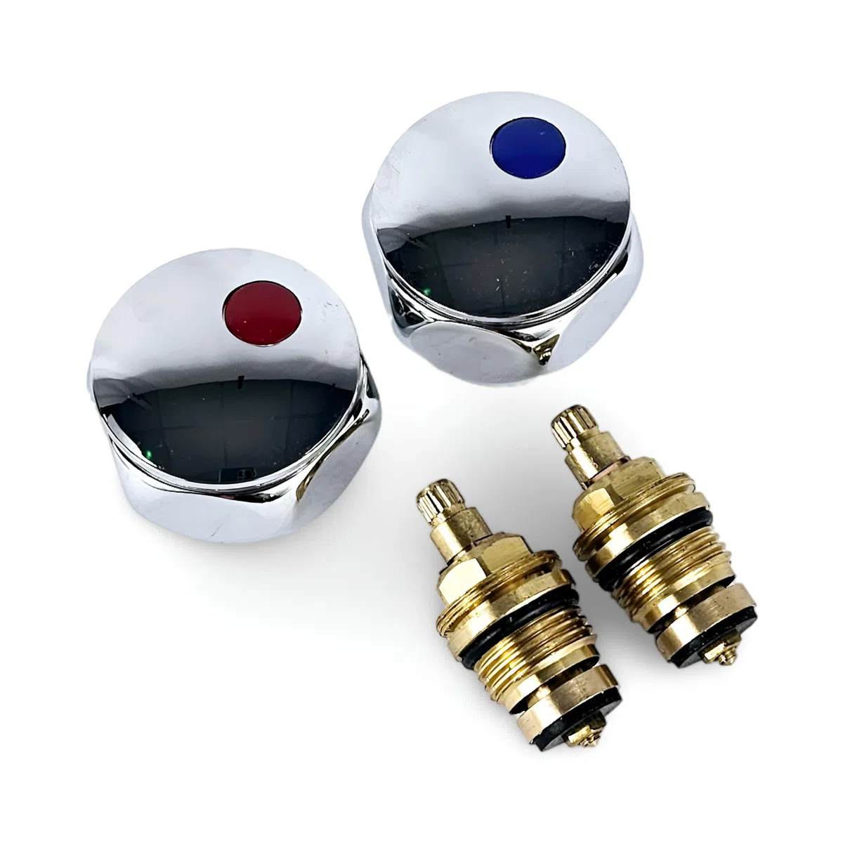 Sostituzione standard Hot & Cold Tap 1/2 '' tappi testa metallo cromato rosso e blu top venduti in coppia