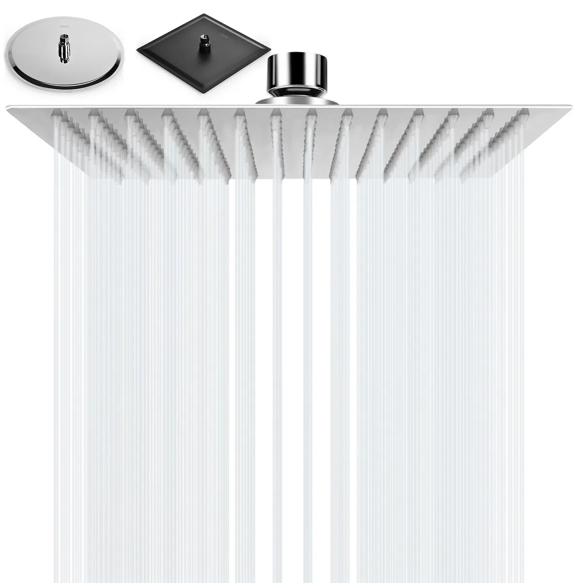 Soffione Doccia Anticalcare 8 Pollici Quadrata Soffione Doccia a Pioggia in Acciaio Inox 304 Alta Pressione Docce Fisse Facile da Pulire e Installare (20cm, Argento)-F