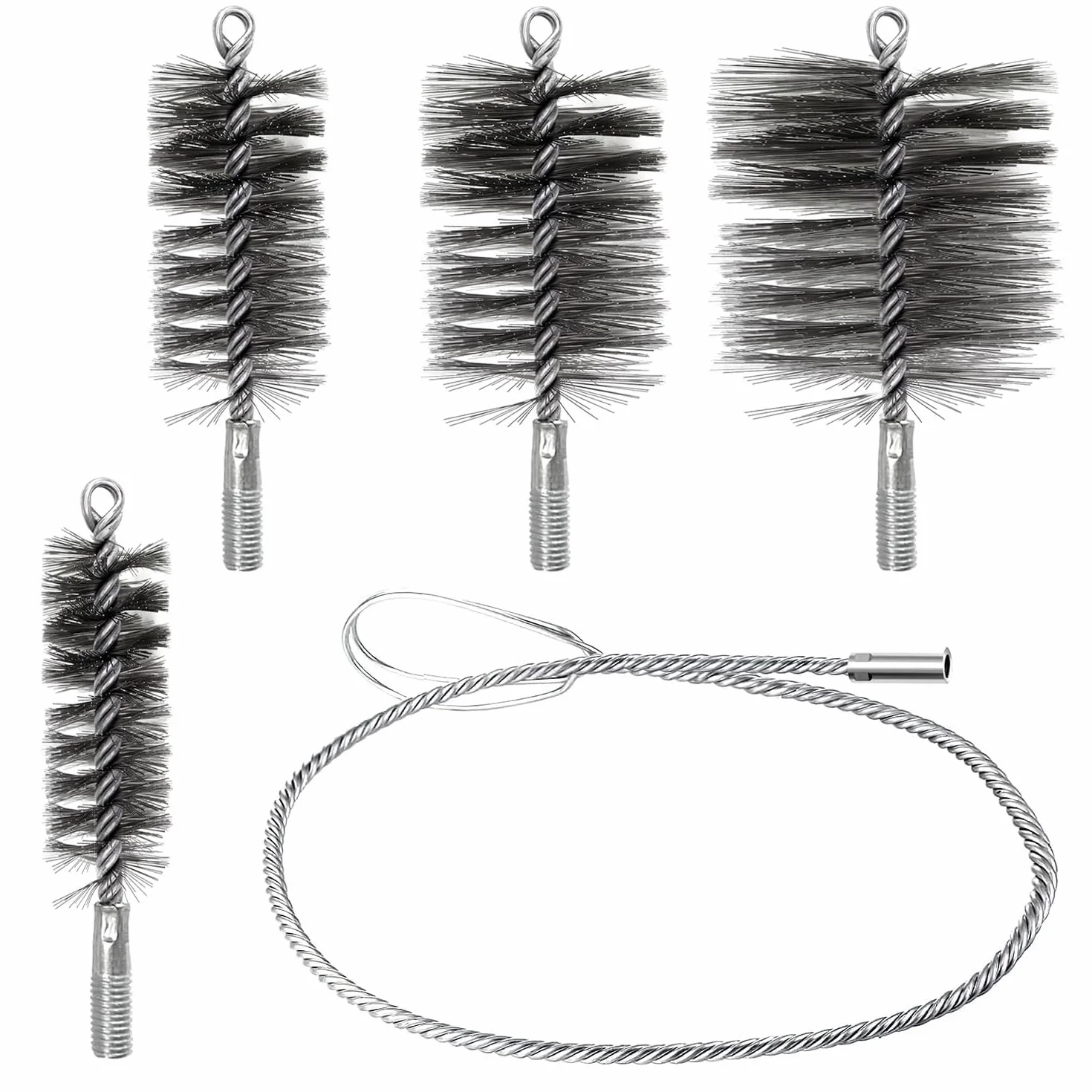 Set di 4 Scovolo Canna Fumaria, Spazzola per Tubi, Spazzacamino Canna Fumaria, per la Pulizia Dei Tubi e la Rimozione Della Ruggine, Include Spazzole di 30mm, 50mm, 80mm e 150mm