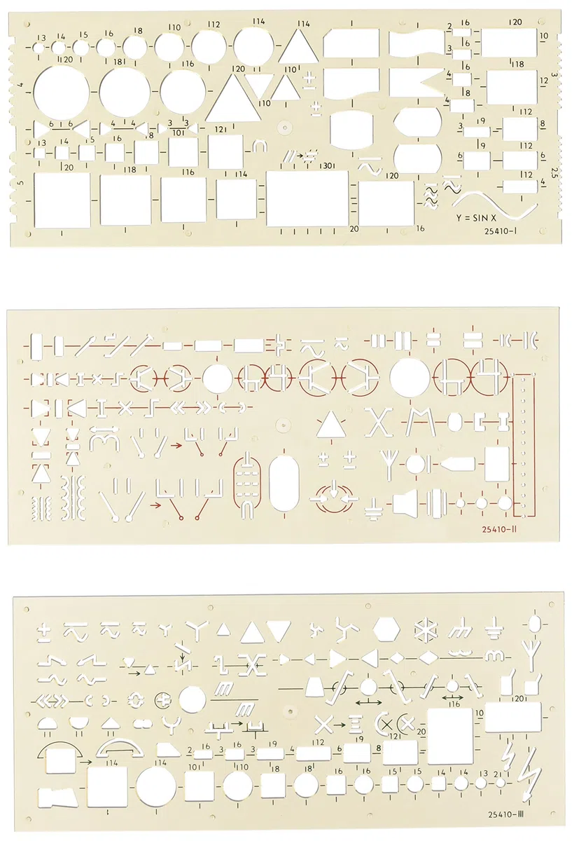 Koh-I-Noor - Set di normografi per impianti elettrici, 3 pezzi