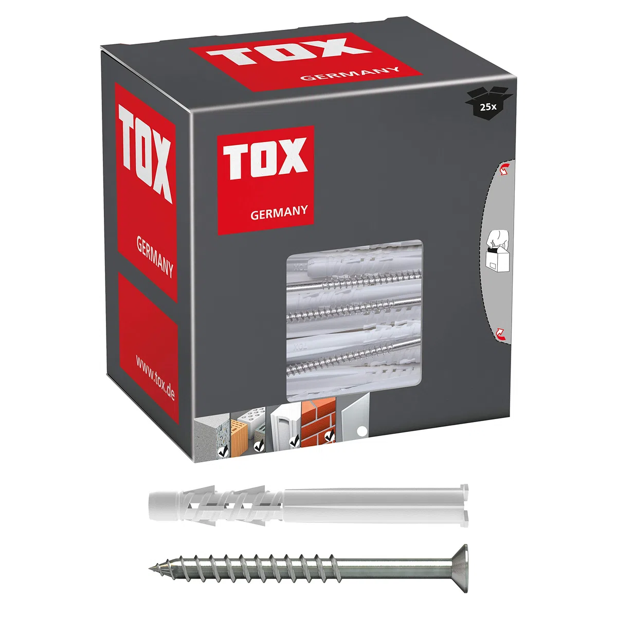 TOX Tassello universale Tetrafix XL 8x80 mm + vite, 25 pz, 021101101