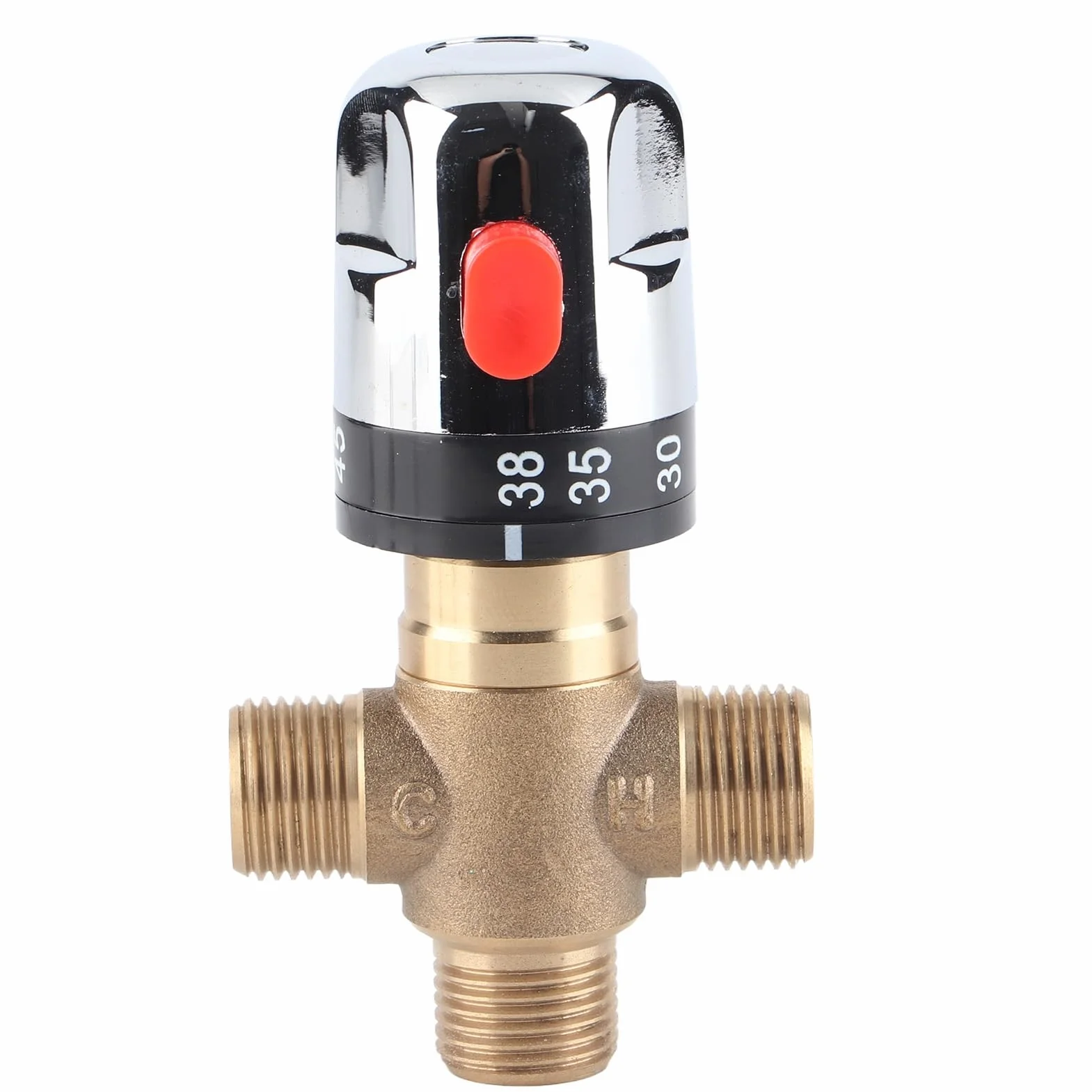 Valvola Miscelatrice Termostatica in Ottone, Ingresso Acqua Calda Fredda da 15 Mm con Interruttore di Sicurezza da 38 ℃ a 42 ℃, per Bagno