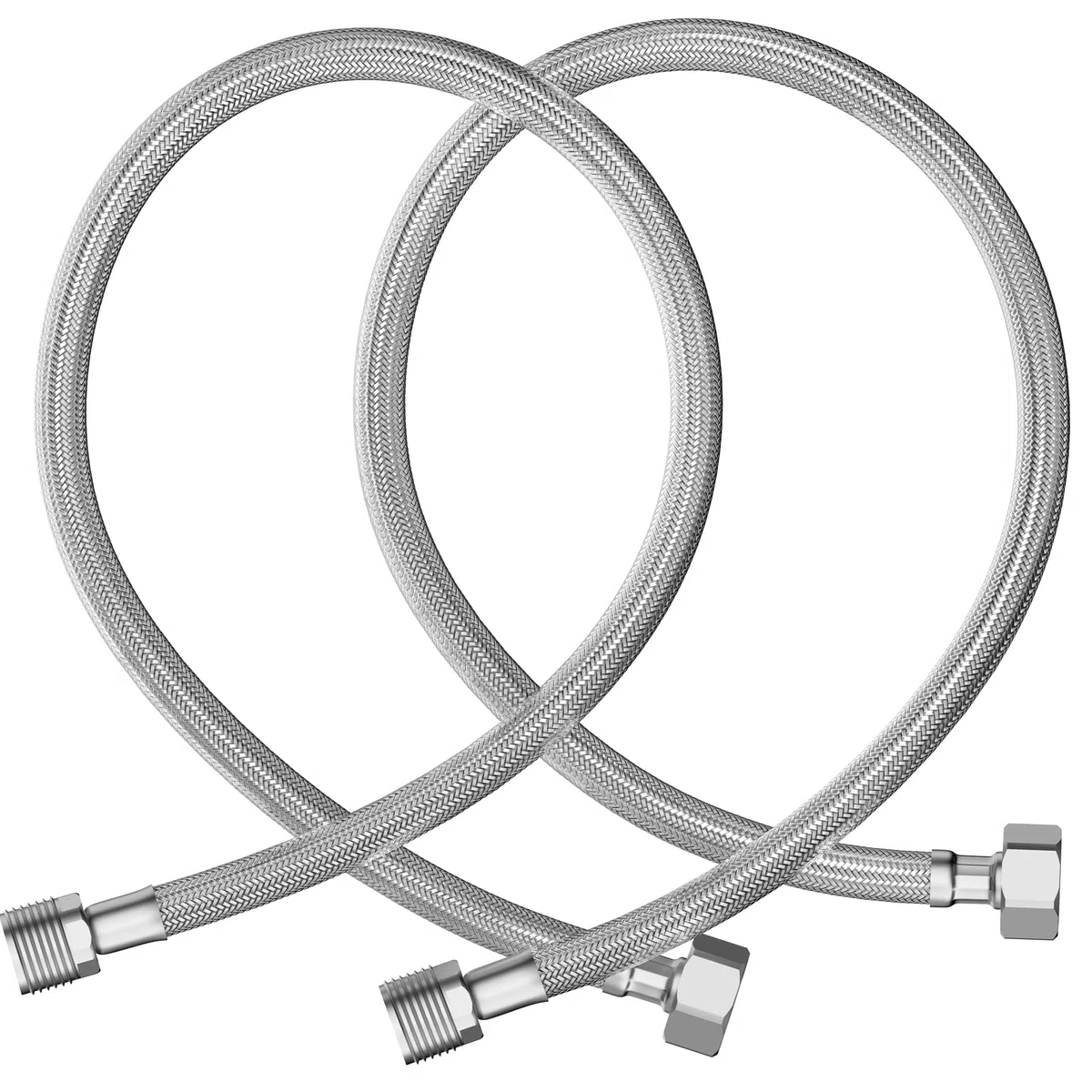 2 tubi flessibili da 3/8" IG x 3/8" AG, entrambi i lati, 100 cm, tubo di collegamento, tubo di collegamento, tubo flessibile per rubinetto, valvola angolare, rubinetto della cucina