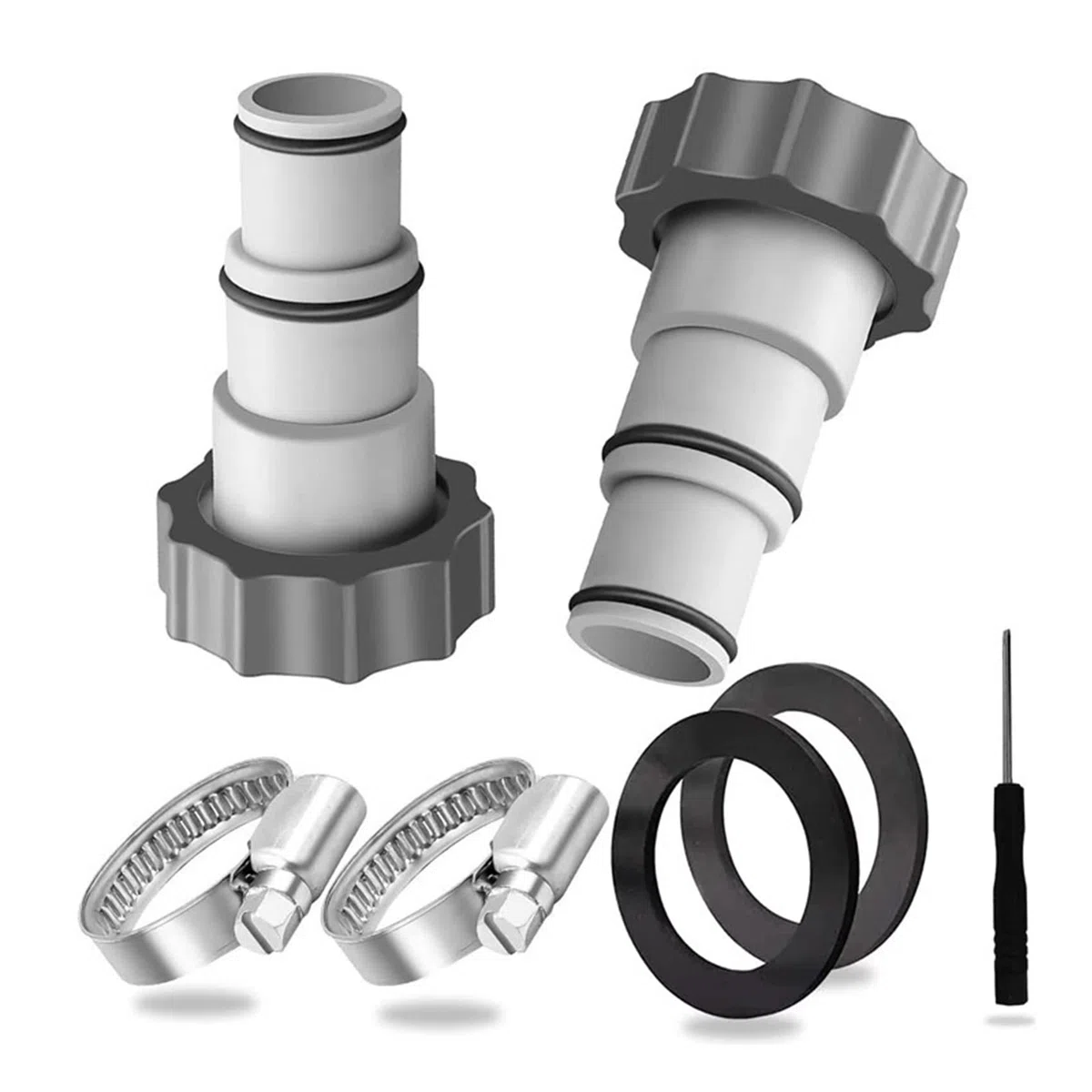 Adattatore A per Piscina, adattatore per tubo di ricambio per pompe con filettatura interna, adattatori per tubi flessibili da 38mm a 32mm compatibili con piscina Intex (2PCS)