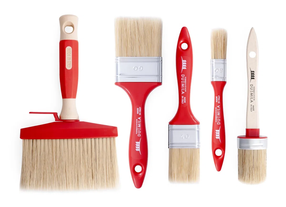 PENNELLIFICIO 2000 | Set di 5 Pennelli per Pittura, Fai da Te, Pennellese, Plafone, Pennello Ovalino, Kit per Verniciatura, Per Usi Generici e Piccoli Lavori - Made in Italy
