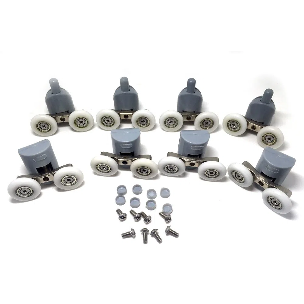 Rulli doppi per la parte superiore e inferiore della porta di doccia, confezione da 8 doppi, di ricambio, con rotelle da 25 mm di diametro, CY-903AB (25mm) (Grey, 25mm)