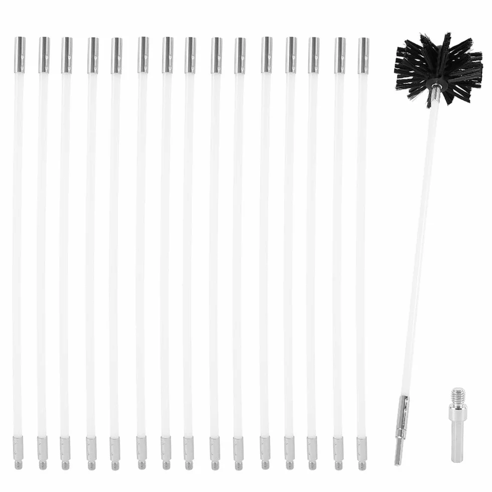 Kit per la pulizia della stufa a pellet regolabile, spazzola per la pulizia dei caminetti, 100 mm, kit per la pulizia della stufa a granelli, strumento per la pulizia dei camini
