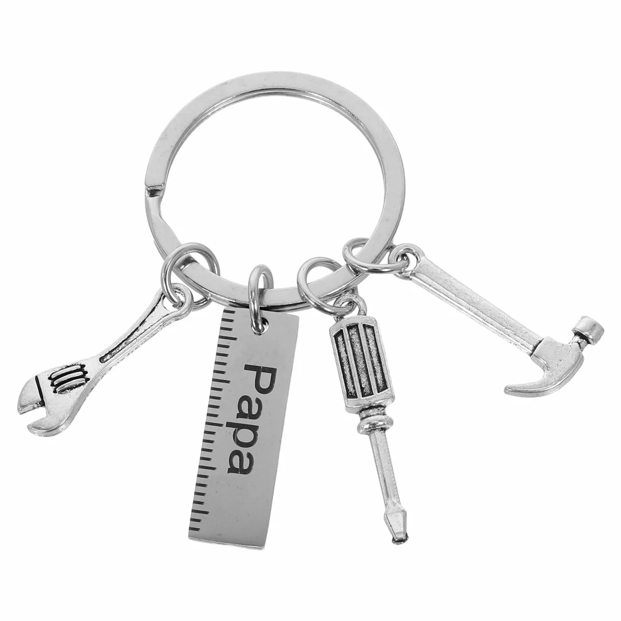 Happyyami Portachiavi in Acciaio Resistente Per Festa Del Papà Design Martello Cacciavite Chiave Inglese Regalo Per Uomo Decorazione Per Chiavi Argento