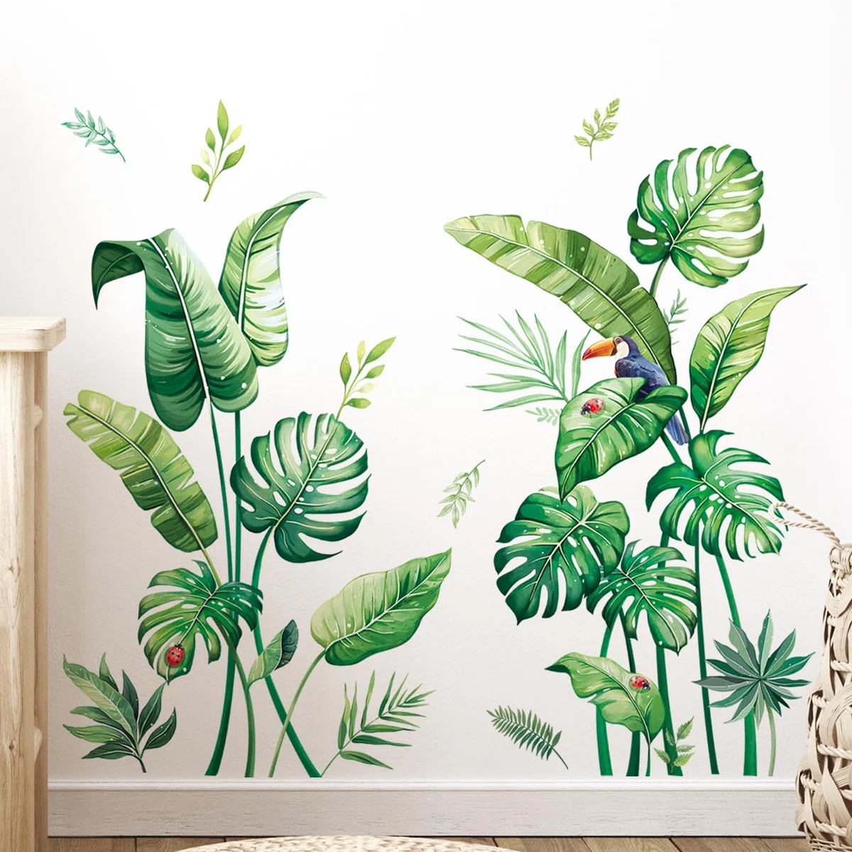 Tanlaby Piante Verdi Adesivo da Parete Palma Foglie Adesivi da Parete Foglie Tropicali Sticker Murali Autoadesivo Rimovibile per Soggiorno Camera da Letto Corridoio Bagno Decorazione della Parete