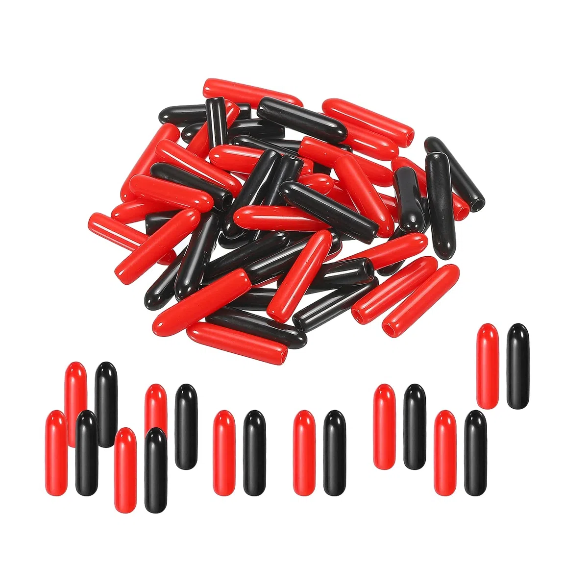 QUARKZMAN 50pz Gomma Estremità Cappucci Copertura Assortimento 2mm Vinile Vite Filetto Protezione per Vite Bullone Nero Rosso