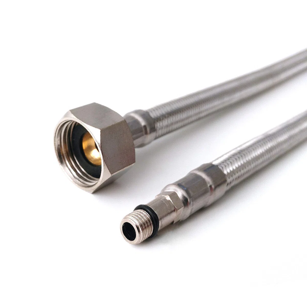 2x M8 x 1/2 Connettori Flessibili Tubo Lavandino (500 Mm) | Coppia Di Flessibili Bsp Miscelatori Monoblocco | Flessibili Per Miscelatori Per Rubinetti Senza Piombo | Acciaio Inox Intrecciato