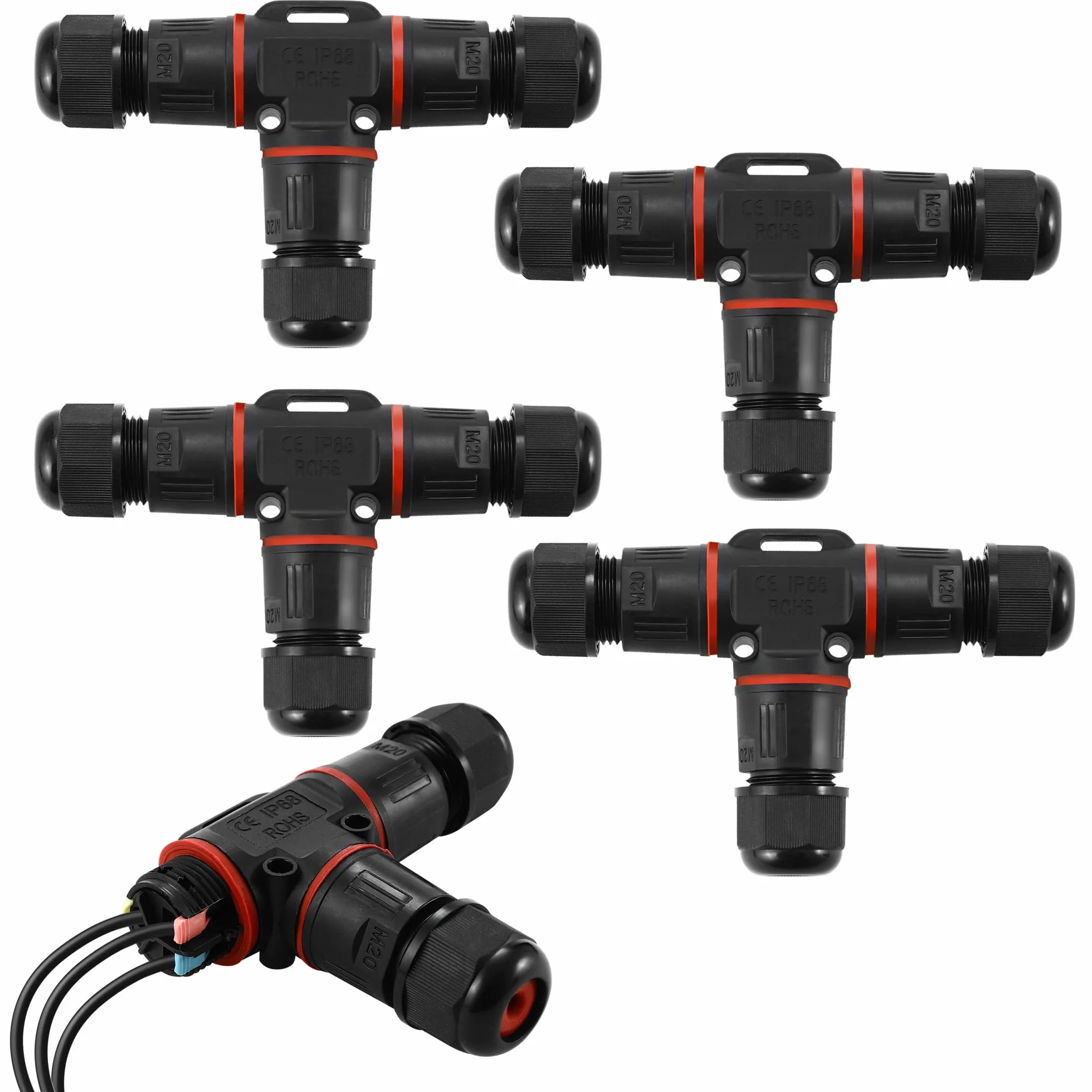 4 Pezzi Connettori Elettrici per Cavi Esterni IP68，Scatola di Giunzione Impermeabile 3 Poli，Connettore Stagno Manicotto Ø5-12 mm，Adatto Per giardini, all'aperto, pavimenti, tetti