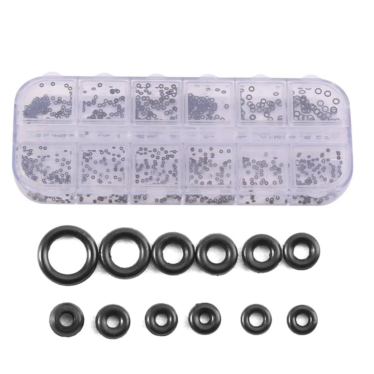 DEWIN O Ring Guarnizioni, O Ring Gomma Kit Nero Guarnizioni idrauliche kit Guarnizioni in gomma Kit Anelli di gomma da 1,4-2,8 mm per Idrauliche Riparazione Dell’Auto 12 dimensioni