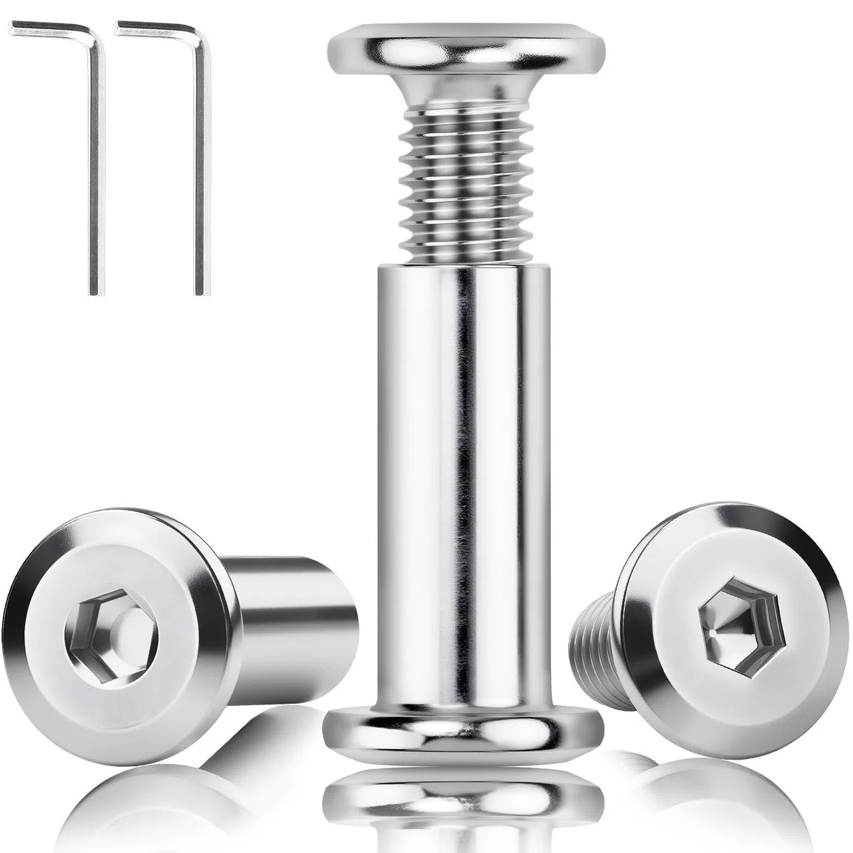 20 dadi a manicotto M4 x 10 mm, viti di collegamento per armadi, mobili, manicotti filettati, viti per mobili con manicotto, per mobili, armadi, mattoni in legno