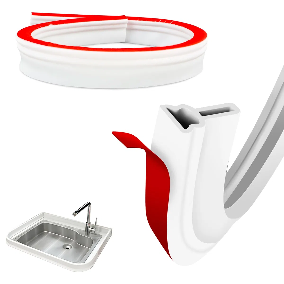 1m Guarnizioni Box Doccia,Guarnizione Box Doccia,Tubo Doccia Lungo in Silicone, Impermeabile, Pieghevole, Facile da Installare, Adatto per Bagni, Cucine E Cabine Doccia